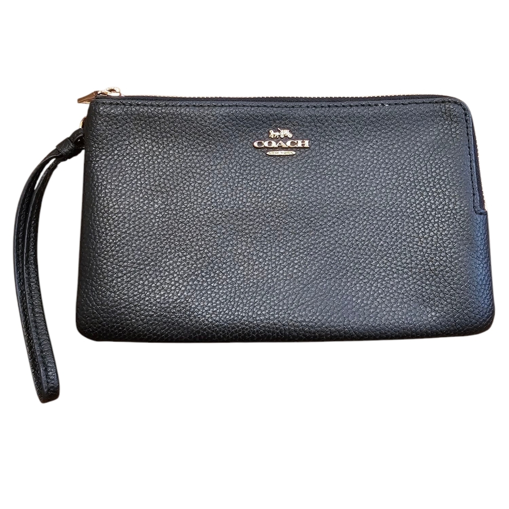 Coach F87587 Pebble Leather Double Zip Wallet Wristlet